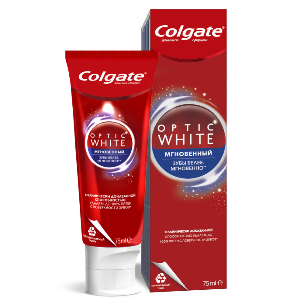 Зубная паста «Colgate» Optic White Мгновенный, 75 мл