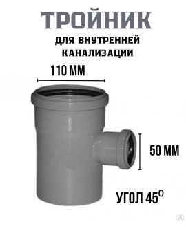 Тройник для канализации 110*50*90⁰