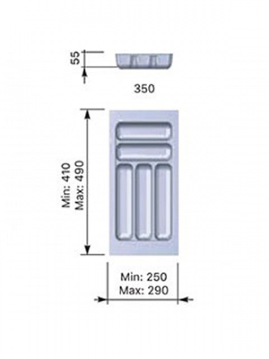 Лоток для столовых приборов Starax S-2282-G (350мм, серый)