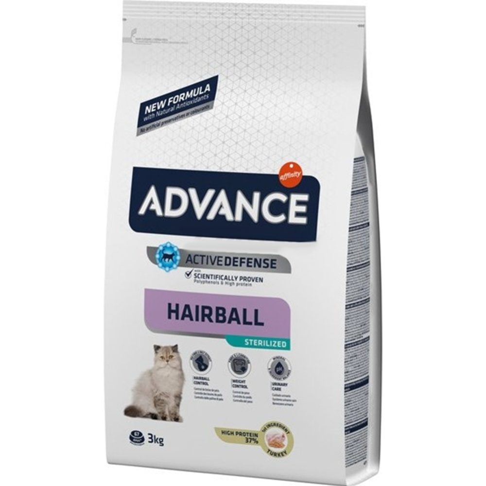 Корм для кошек «Advance» Sterilized Hairball, индейка/ячмень, 3 кг