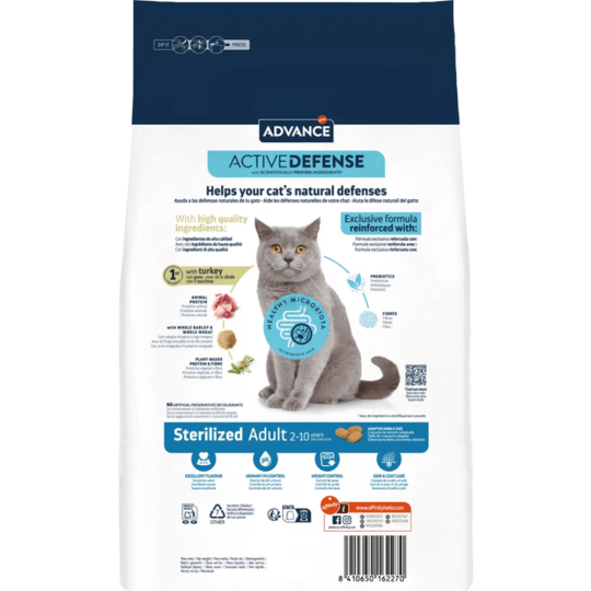 Корм для кошек «Advance» Sterilized, индейка, 1.5 кг