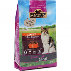 Корм для кошек «Meglium» Cat Adult Chicken & Turkey, с ку­ри­цей и ин­дей­кой, MGS0301, 1.5 кг