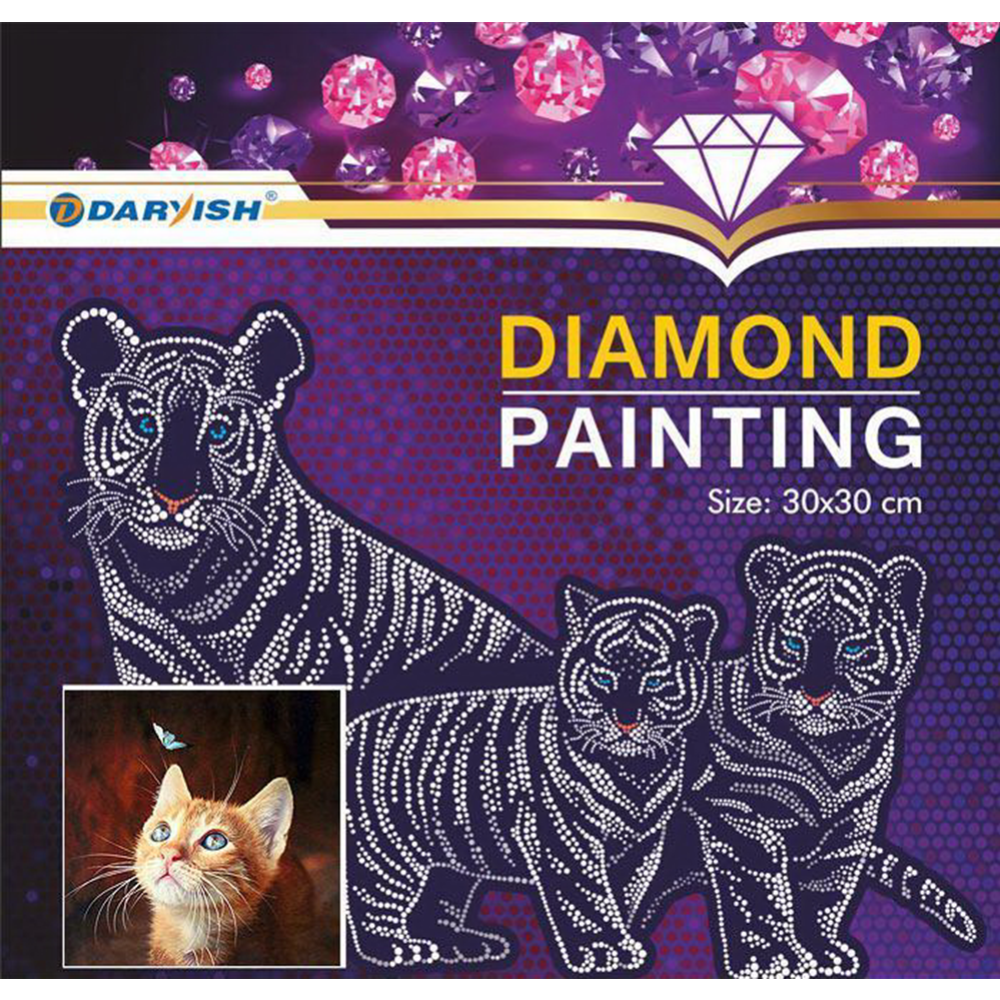 Алмазная вышивка «Darvish» Котенок с бабочкой, DV-13760-17, 30х30 см