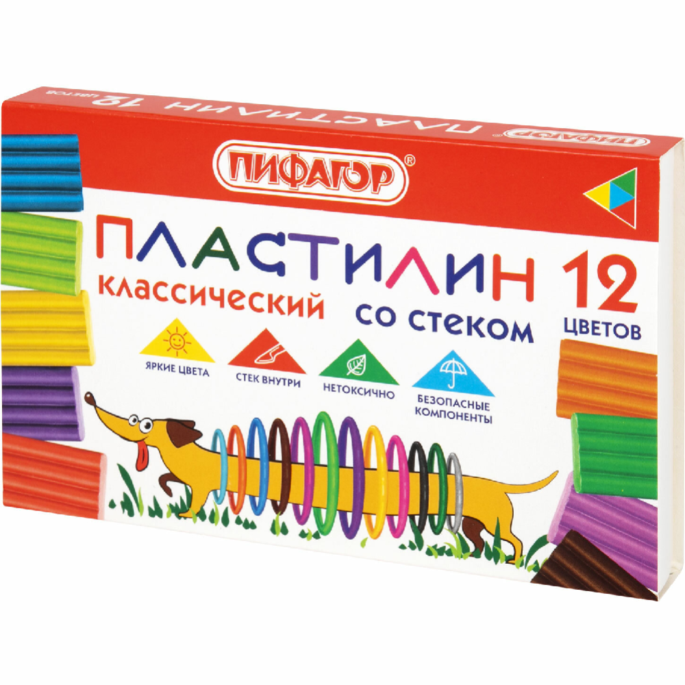 Пластилин «Пифагор» 106675, 12 цветов #0