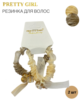 Резинка для волос "Elegant с кристаллом"Pretty Girl" 24-21001-1 бежевый-коричневый