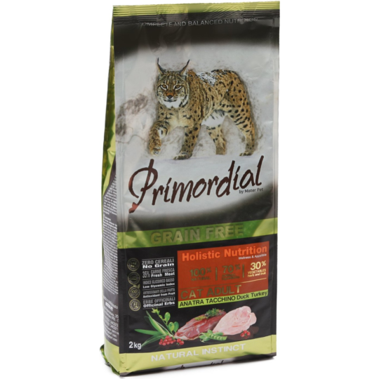 Корм для кошек «Primordial» Cat Adult Duck & Turkey, с уткой и индейкой, MGSP1102, 2 кг