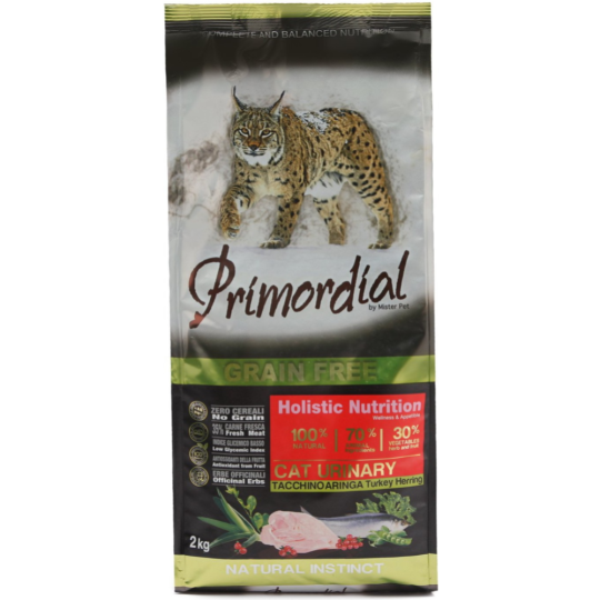 Корм для кошек «Primordial» Cat Urinary Turkey & Herring, с индейкой и сельдью, MGSP1402, 2 кг