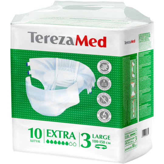 Подгузники медицинские «TerezaMed» Large Extra 3, 10 шт