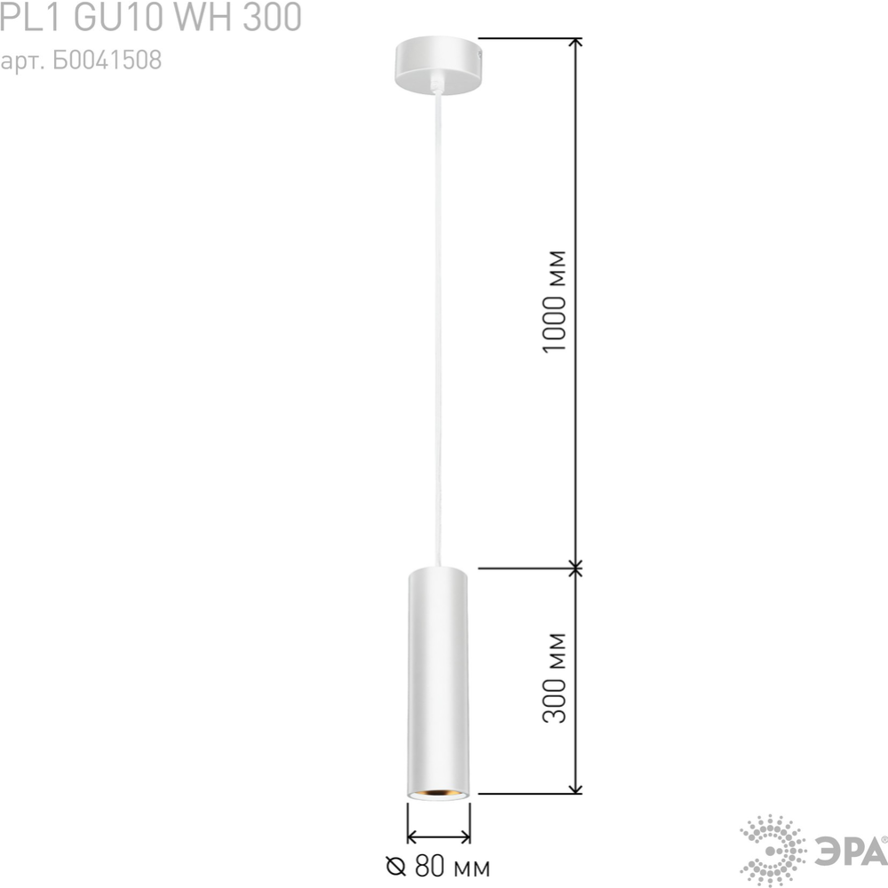 Светильник потолочный «ЭРА» PL1 GU10 WH, Б0041508 
