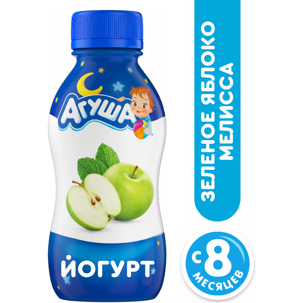 Йогурт «Агуша» Засыпайка, зеленое яблоко и мелисса, 2.7%, 180 г #0