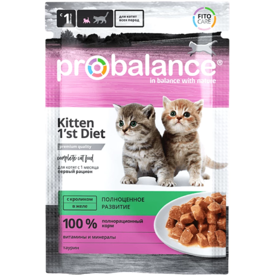 Корм для котят «ProBalance» 1`st Diet, c кроликом в желе, 28х85 г