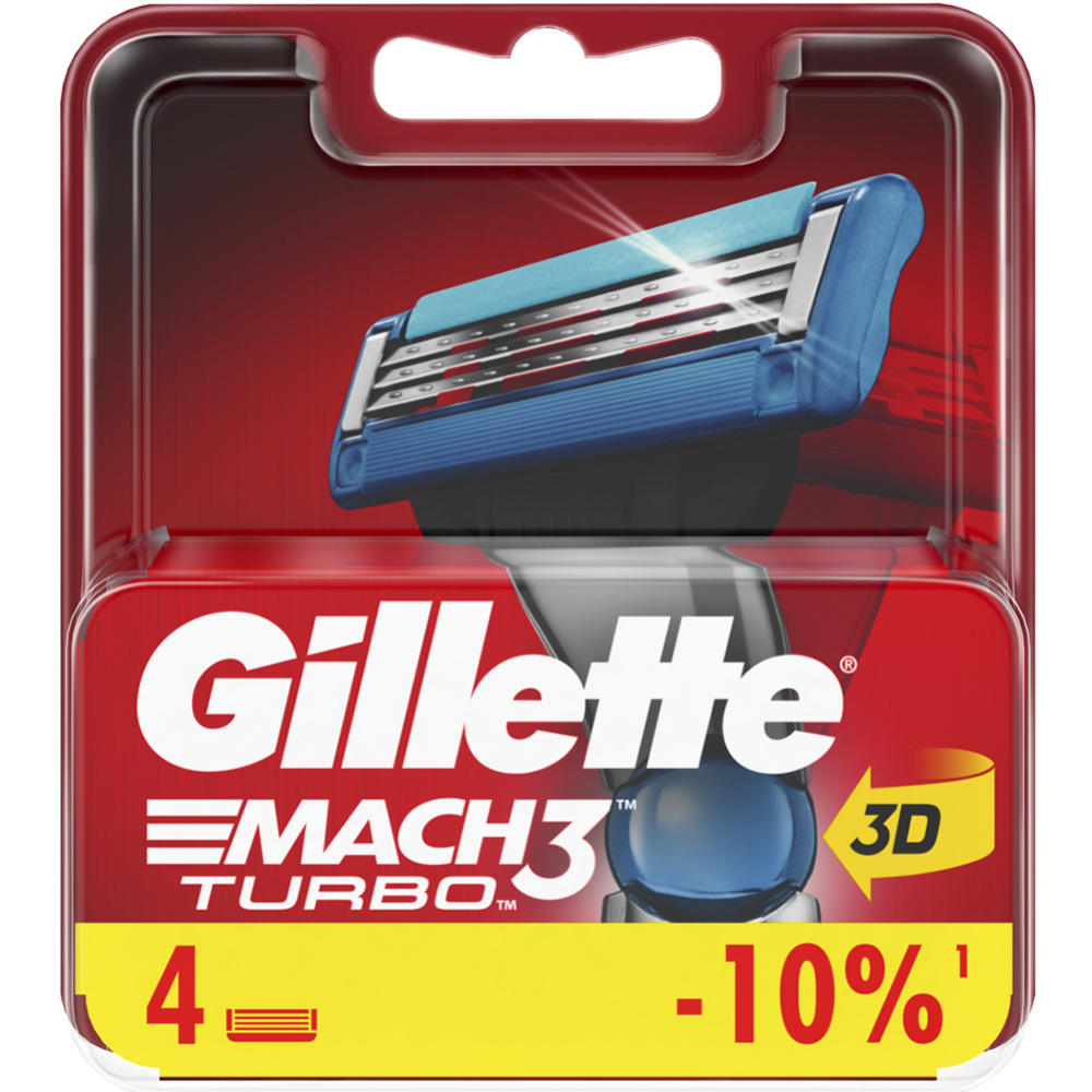 Сменные кассеты для мужской бритвы «Gillette» Mach3 Turbo, 4 шт #1