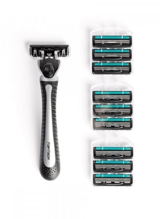 Бритва мужская / бритвенный станок мужской / станок для бритья мужской / бритва для мужчин TOPTECH PRO 3 (бритва+10 кассет)