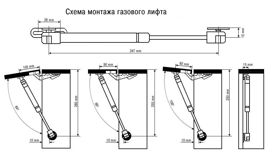 Газлифт GTV 50 N подъёмный механизм 4 шт