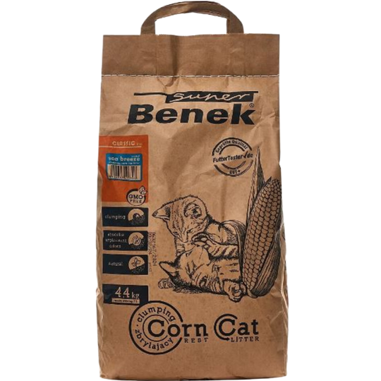 Наполнитель для кошачьего туалета «Super Benek» Corn Cat, морской бриз, 14 л