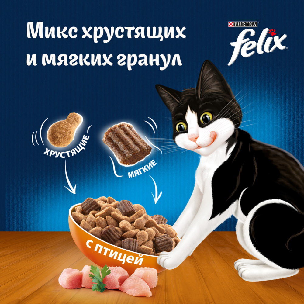 Корм для кошек «Felix» двойная вкуснятина, с птицей, 200 г