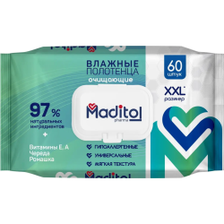 По­ло­тен­ца влаж­ные «Maditol» XXL, 60 шт