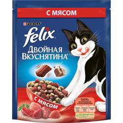 Корм для кошек «Felix» двой­ная вкус­ня­ти­на, с мясом, 600 г