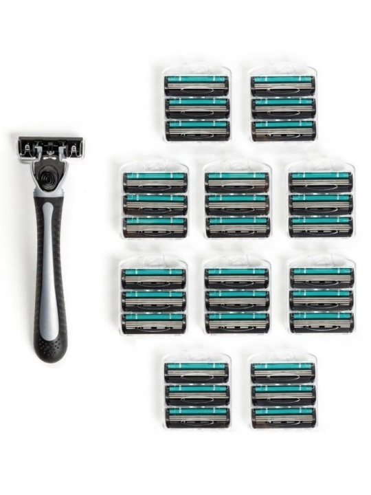 Бритва мужская / бритвенный станок мужской / станок для бритья мужской / бритва для мужчин TOPTECH PRO 3 (бритва+31 кассета)