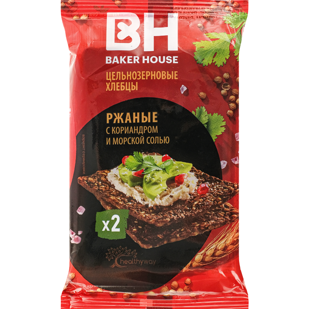 Хлебцы цельнозерновые «Baker House» Скандинавские, ржаные, с кориандром и морской солью, 45 г #0