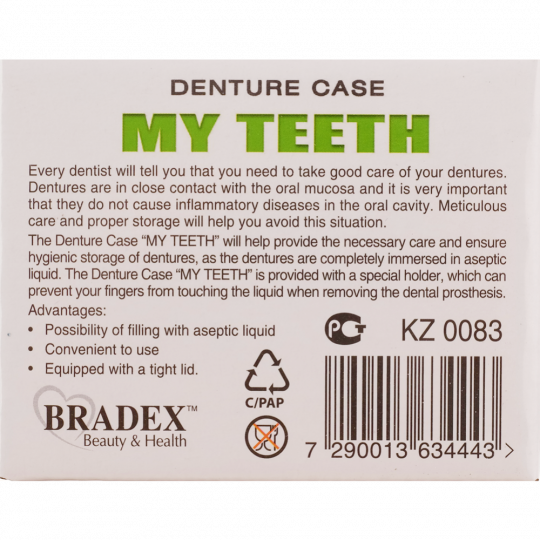 Контейнер для съёмных протезов «Bradex» Мои зубки, KZ 0083