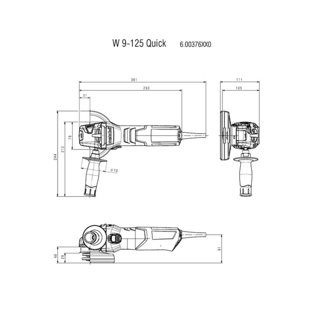 Угловая шлифовальная машина «Metabo» W 9-125" (600376010)