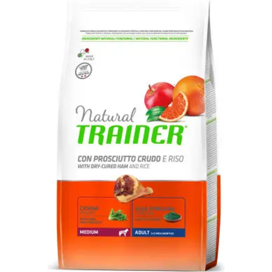 Корм для собак «Trainer» Medium Adult, сыровяленная ветчина/рис, 3 кг