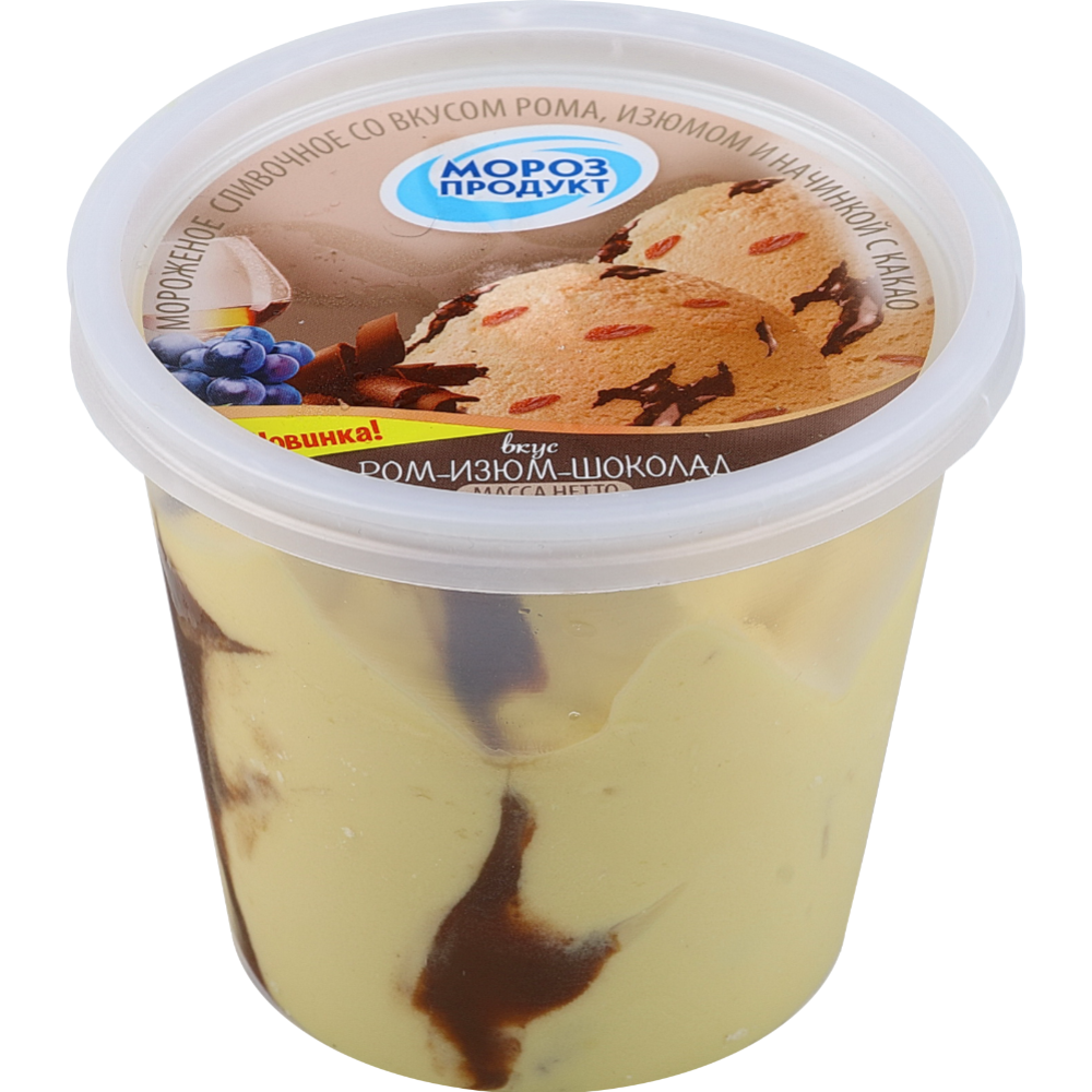 Мороженое «Морозпродукт» сливочное, со вкусом рома, изюма и шоколада, 250 г #0
