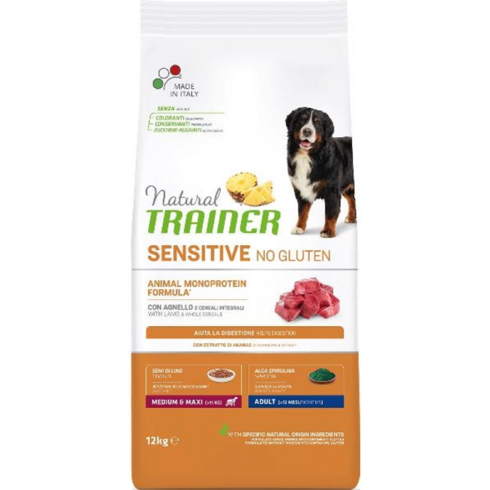 Корм для собак «Trainer» Sensitive Medium&Maxi Adult No Gluten, ягненок, 12 кг