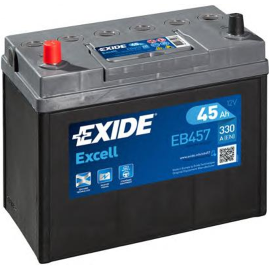 Аккумулятор автомобильный «Exide» EB457, 45 А/ч, 237x127x227 мм