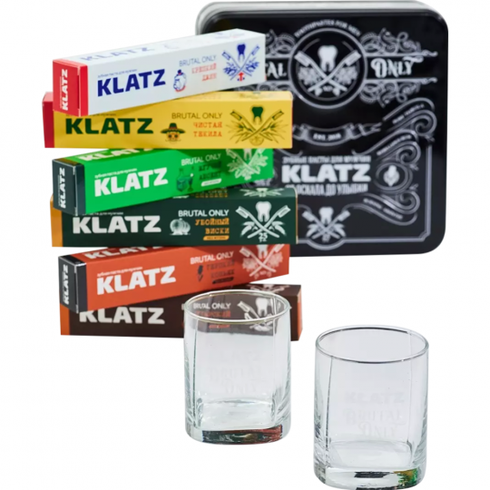 Набор зубных паст «Klatz» Brutal Only, паста + бокал для виски, 331193, 8 предметов