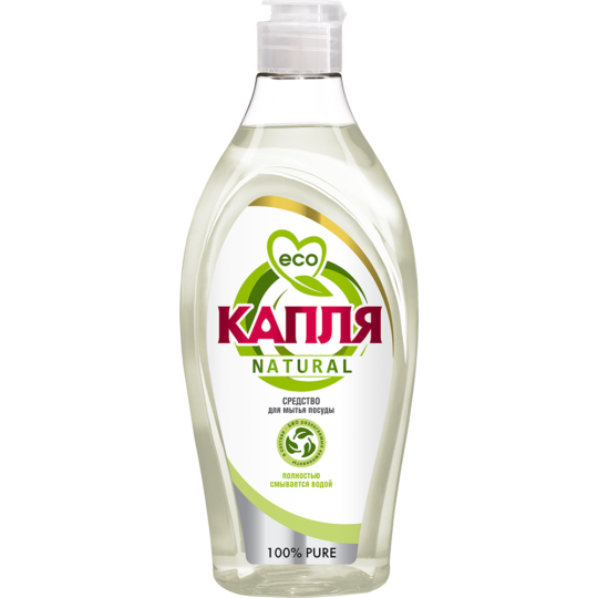 Средство для мытья посуды «КАПЛЯ» Natural, 100% Pure, 9084, 500 г