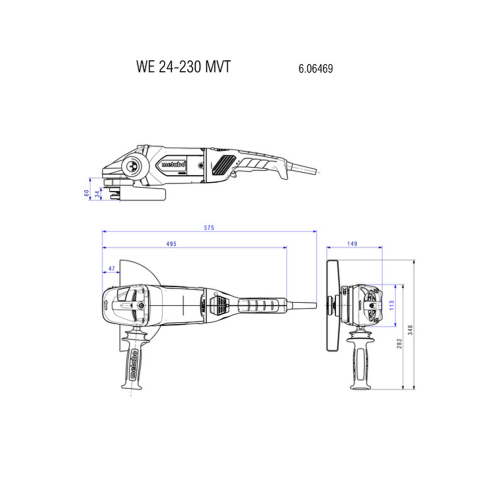 Угловая шлифовальная машина «Metabo» WE24-230MVT (606469000)