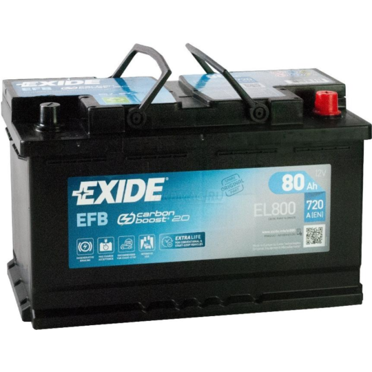 Аккумулятор автомобильный «Exide» EL800, 80 А/ч, 315x175x190 мм