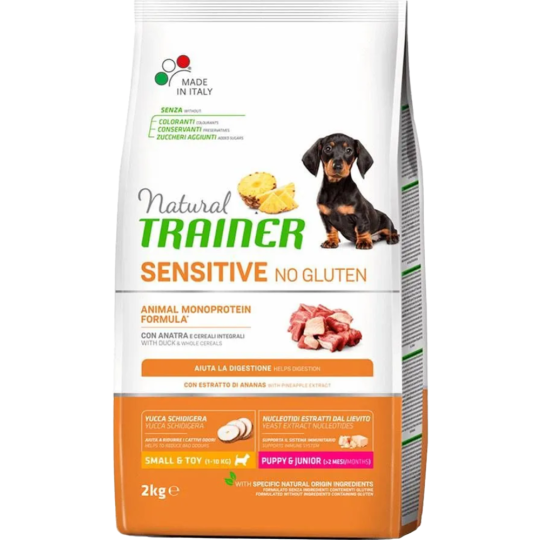 Корм для щенков «Trainer» Sensitive Mini Puppy&Junior No Gluten, утка, 2 кг