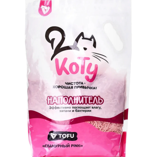 Наполнитель для кошачьего туалета «Коту» Tofu, Гламурный Pink, 6 л