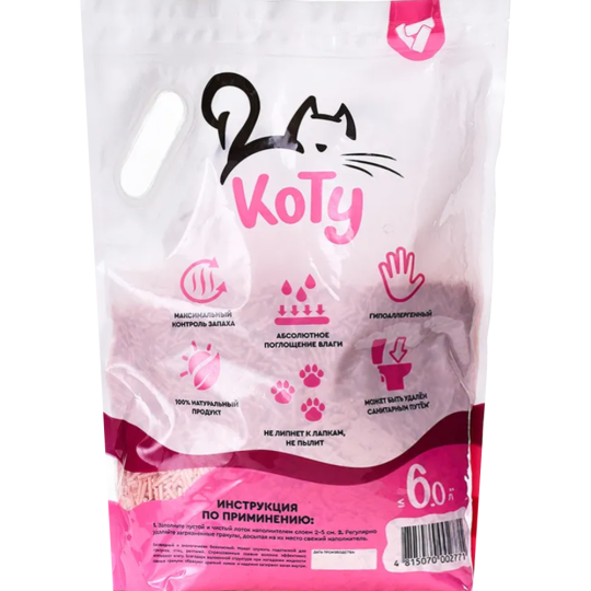 Наполнитель для кошачьего туалета «Коту» Tofu, Гламурный Pink, 6 л