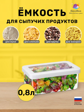 Контейнер для хранения сыпучих продуктов 0,8 л