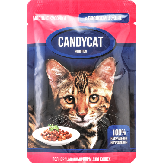 Корм для кошек «CandyCat» с лососем в желе, для стерилизованных, 85 г