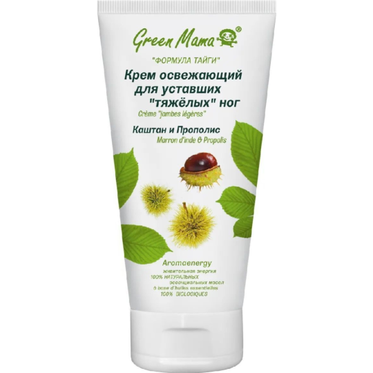 Крем для ног «Green Mama» Освежающий, для уставших тяжелых ног, каштан и прополис, 170 мл