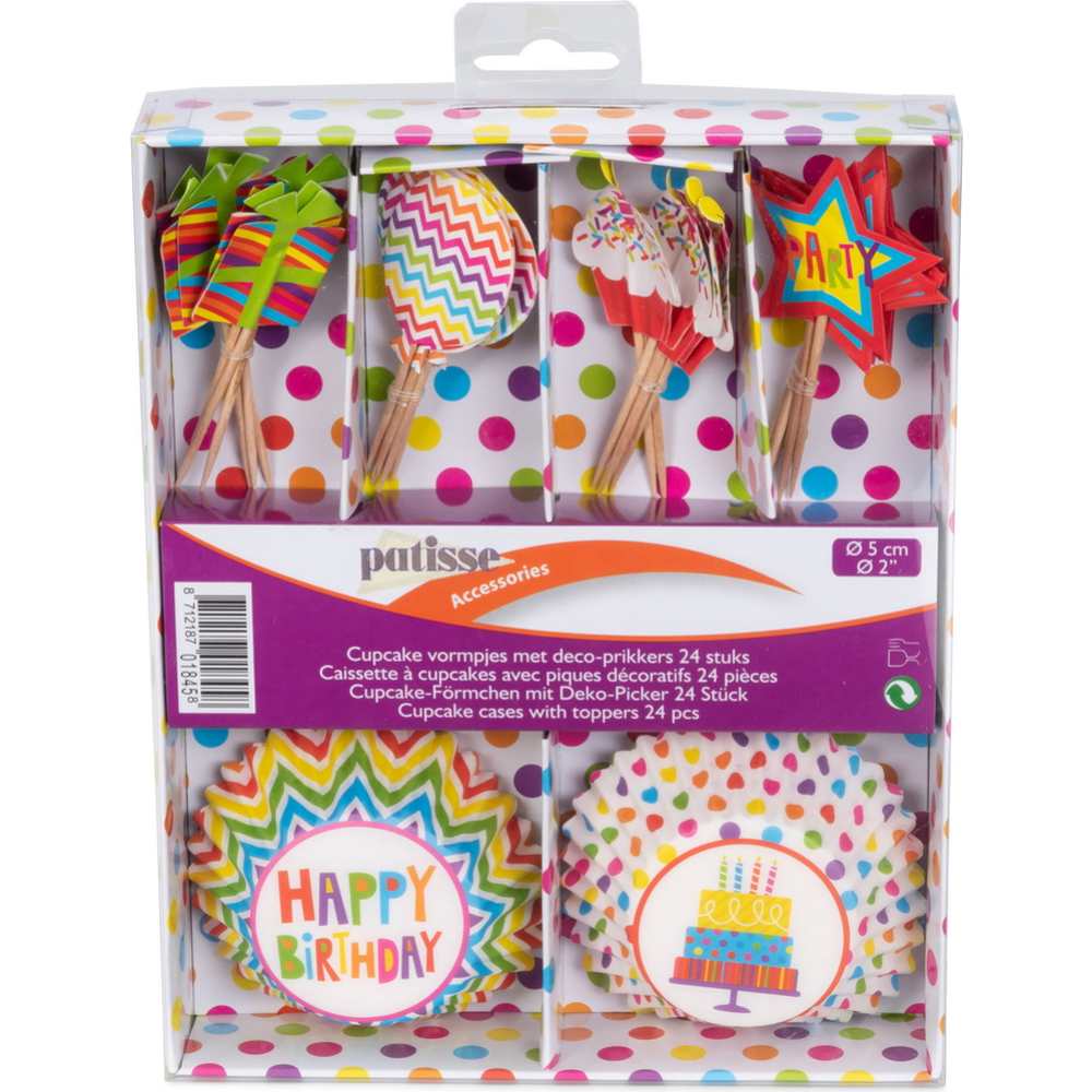 Формочки для кексов «Patisse» День рождения, 2201845, 5 см, 24 шт