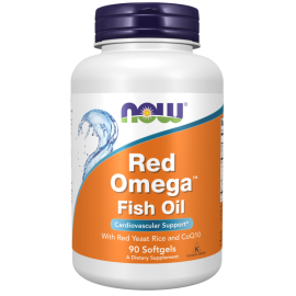 NOW Omega-3, Red Rice + Q10, Омега-3 Красный Рис + Q10 - 90 капсул