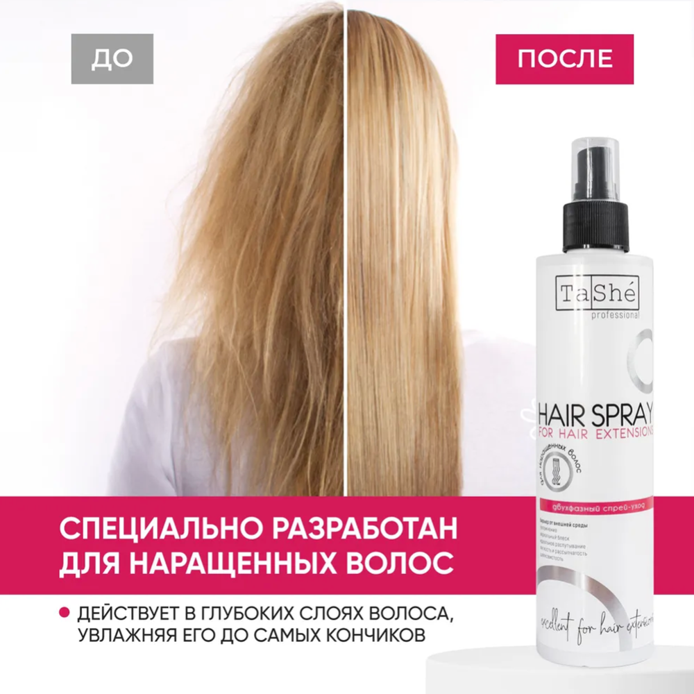 Спрей-уход для волос «Tashe» Professional, для наращенных волос, 250 мл