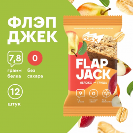 Печенье протеиновое без сахара ProteinRex Flapjack Яблоко-груша, 12шт х 60 г