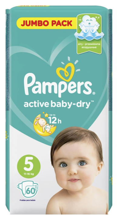 Pampers  Active Baby-Dry  5  Junior   11-16 кг  подгузники, Россия, 60 шт    { 04747 }