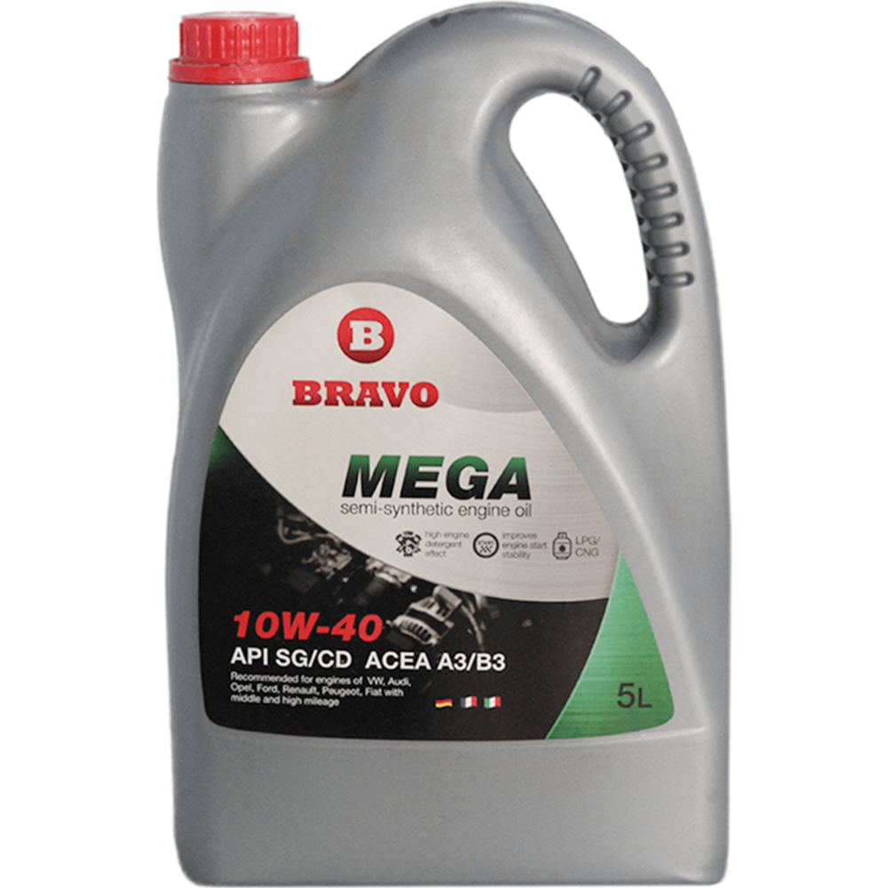 Масло моторное «Bravo» полусинтетическое, Mega 10W-40 API SG/CD, БП000010157, 5 л