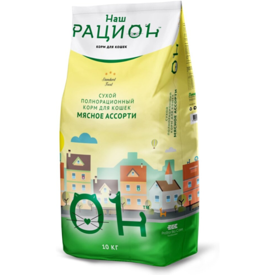 Корм для кошек «Наш рацион» Мясное ассорти, 10 кг