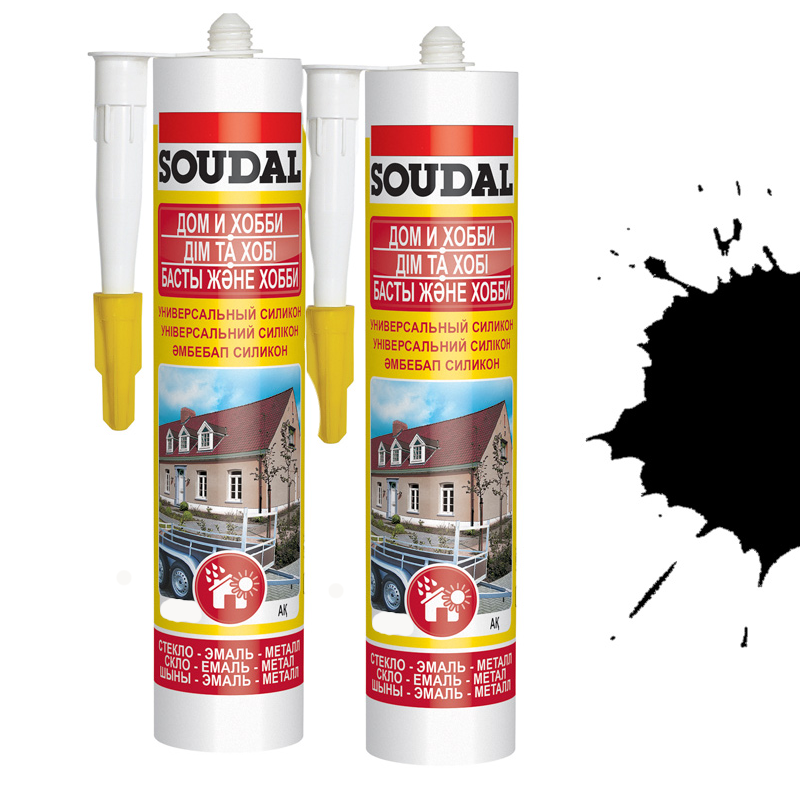 Силикон нейтральный "Soudal" СТРОИТЕЛЬСТВО РЕМОНТ черный 280 мл - 2 шт