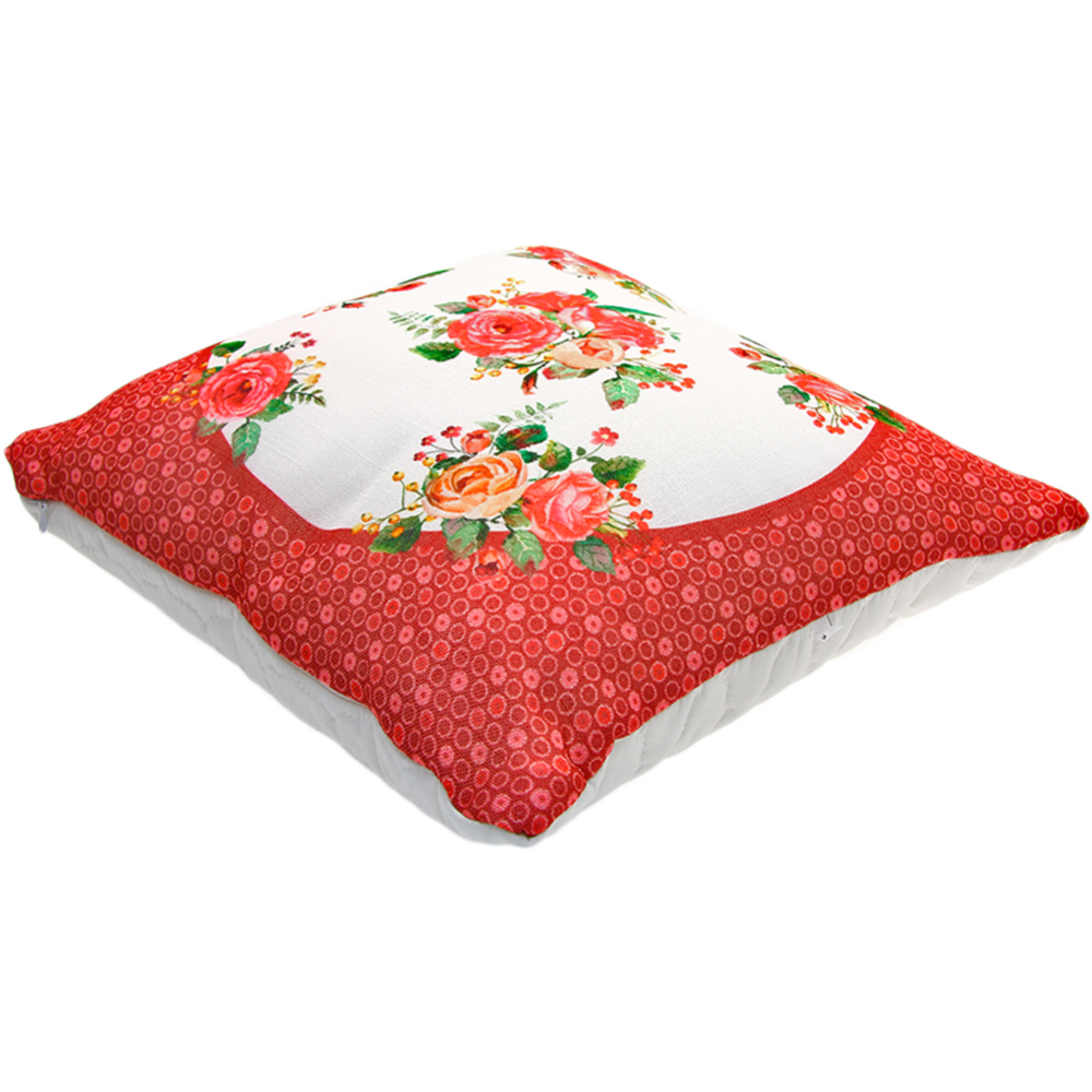 Подушка «Floral» квадратная, белый/красный, 40х40 см