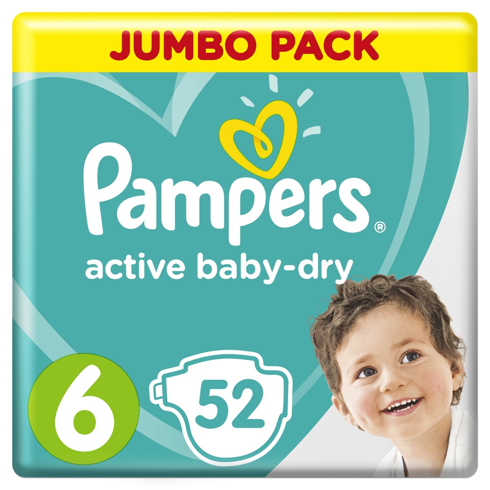 Pampers  Active Baby-Dry 6  Extra Large  13-18 кг  подгузники, Россия, 52 шт    { 14346 }